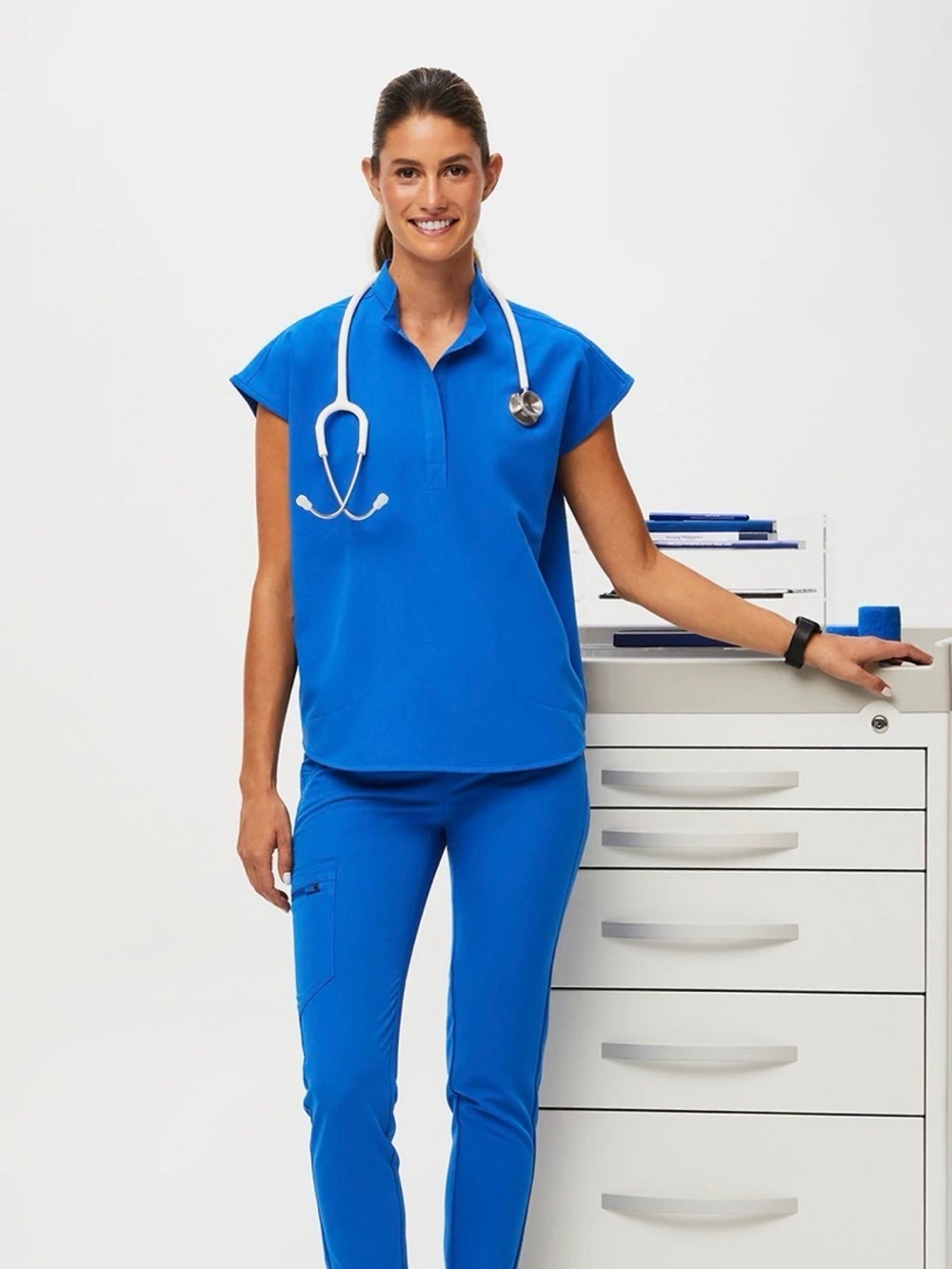 Figs Rafaela Royal Blue Scrub Top XXS